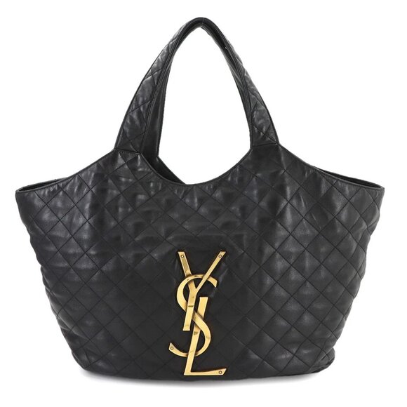 SAINT LAURENT PARIS Icare Maxi Shopping Tote Bag Leather Black 698651 90286423 - Picture 1 of 7